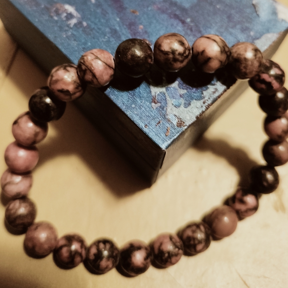 Rhodonite Natural Stone Bead Bracelet, Asso. With Compassion And Forgiveness